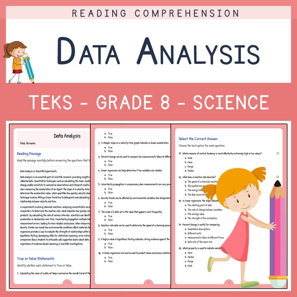 Grade 8 Science worksheet elena worksheet — Grade 8 Science | Data Analysis Worksheet | TEKS-Aligned — page 1