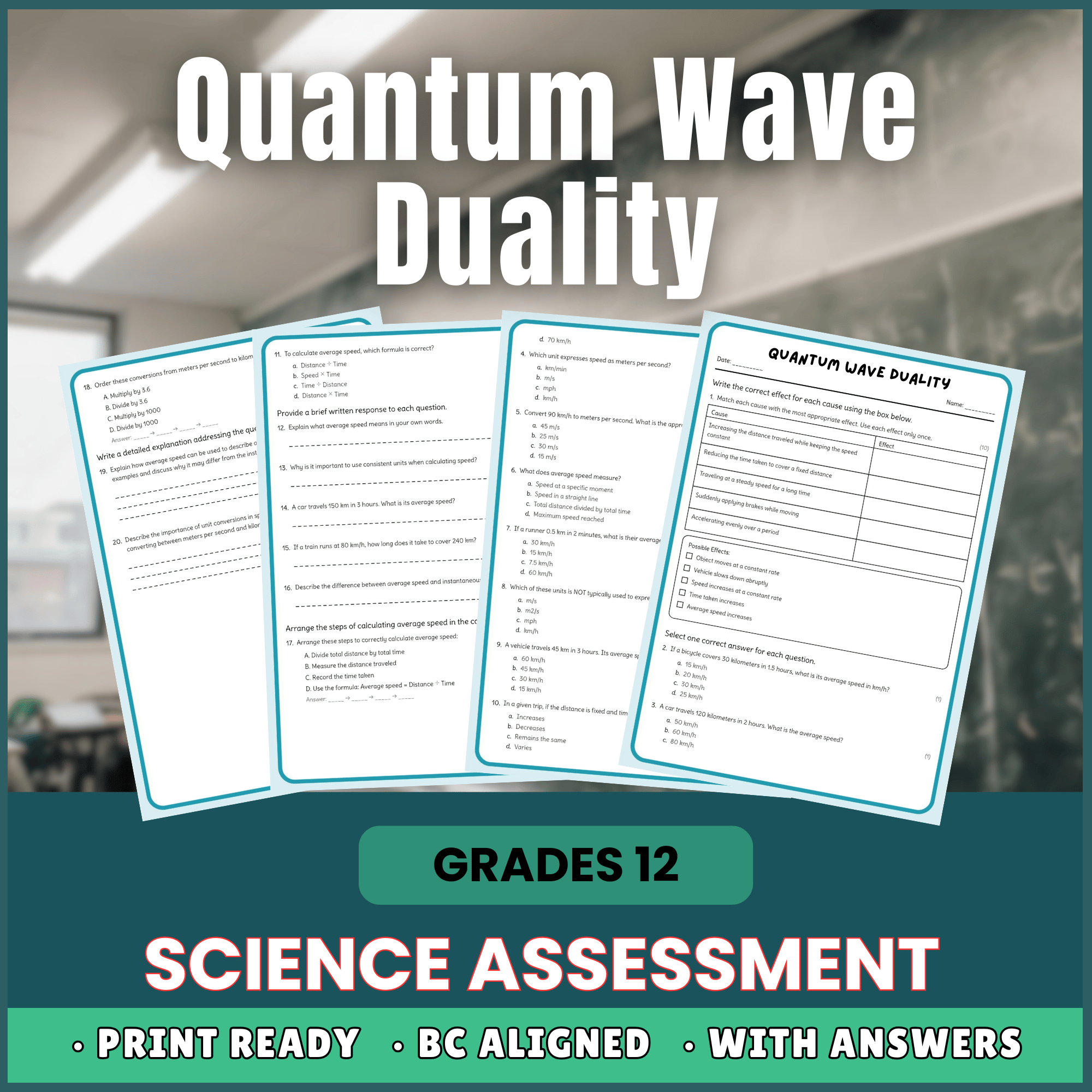 Grade 12 Science | Quantum Wave Duality Worksheet (PDF) – BC Standards
