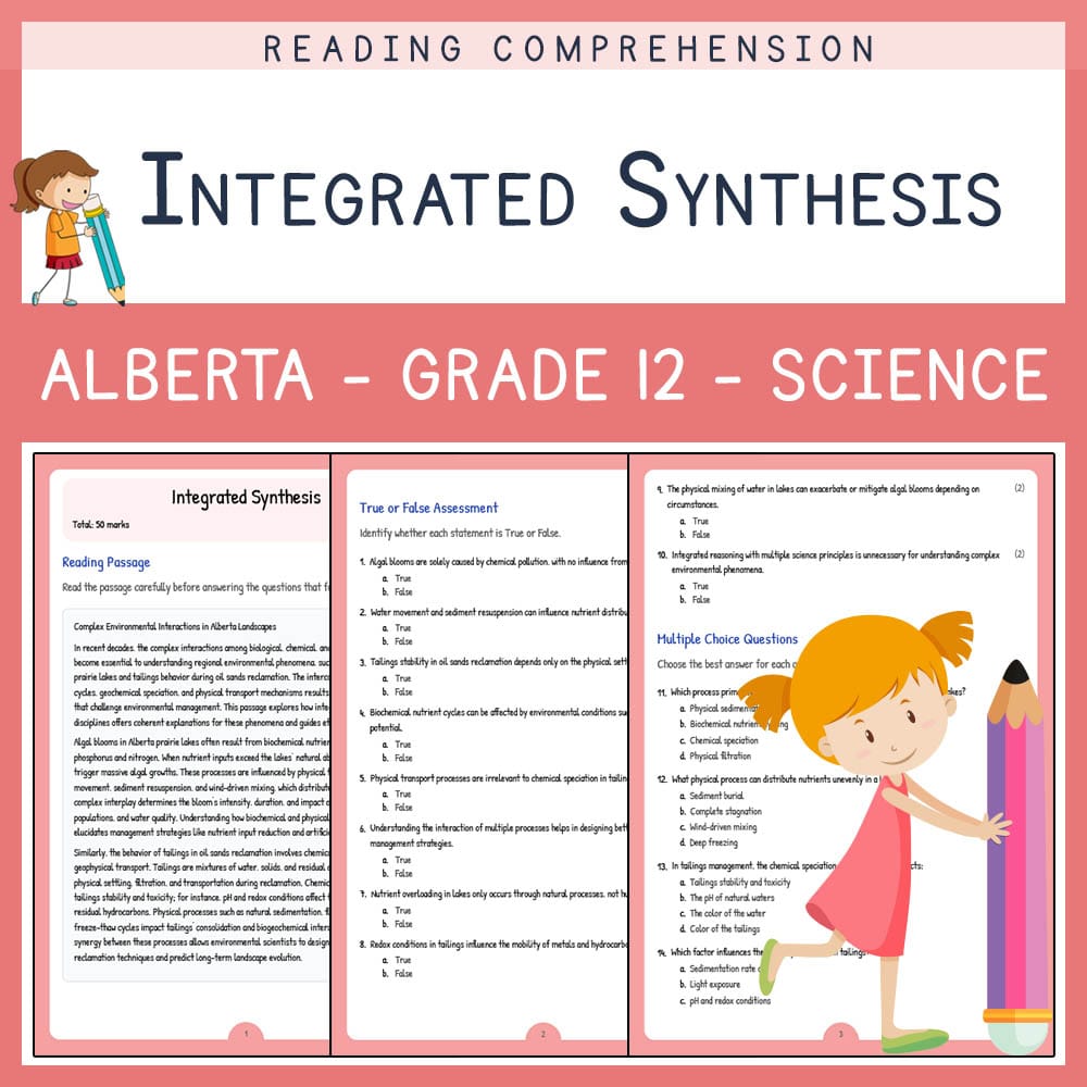 Grade 12 Science worksheet elena worksheet — Grade 12 Science Worksheet | Integrated Synthesis | Alberta Standards — page 1