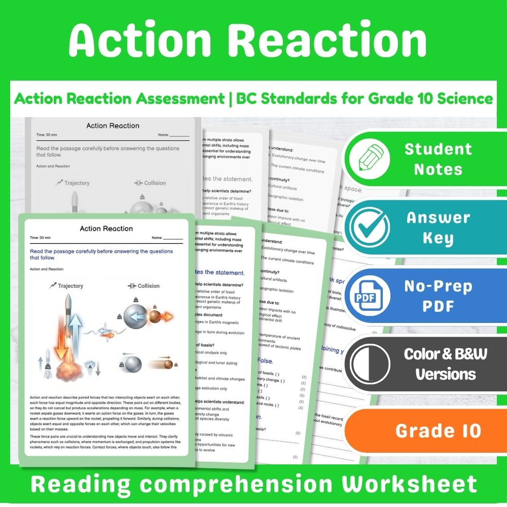 Grade 10 Science Assessment Mini Bundle – Forces, Motion & Energy Standards — included worksheet 6