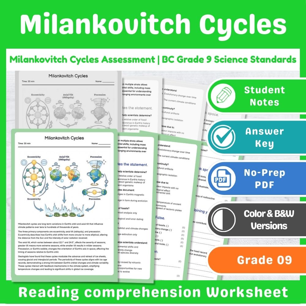 Grade 9 Science Mini Bundle – Earth & Space Assessment & Activities — included worksheet 5