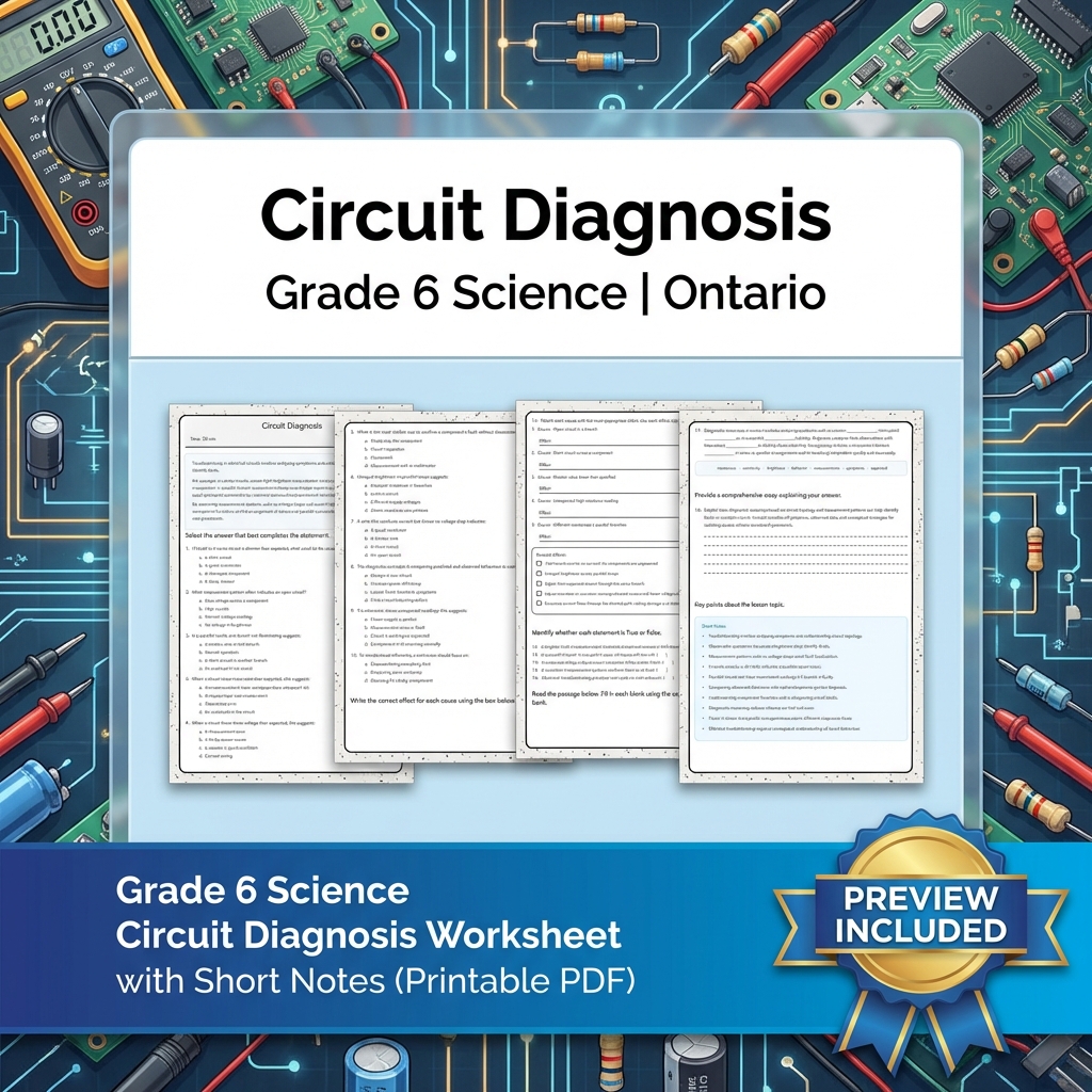 Grade 6 Science Lesson Group on Energy, Circuits & Properties  — included worksheet 5