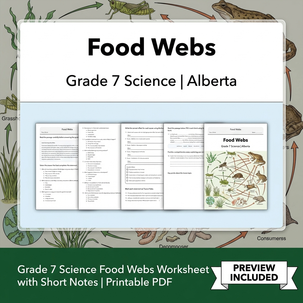 Grade 7 Science | Interactions & Ecosystems UNIT Bundle – Alberta Curriculum — included worksheet 7