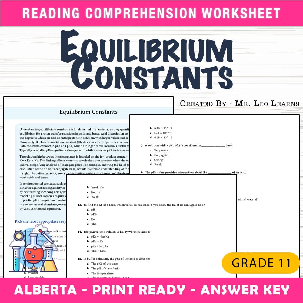 Grade 11 Science worksheet mcq paper worksheet — Grade 11 Science — Worksheet MCQ Paper for Mastering Equilibrium Constant…