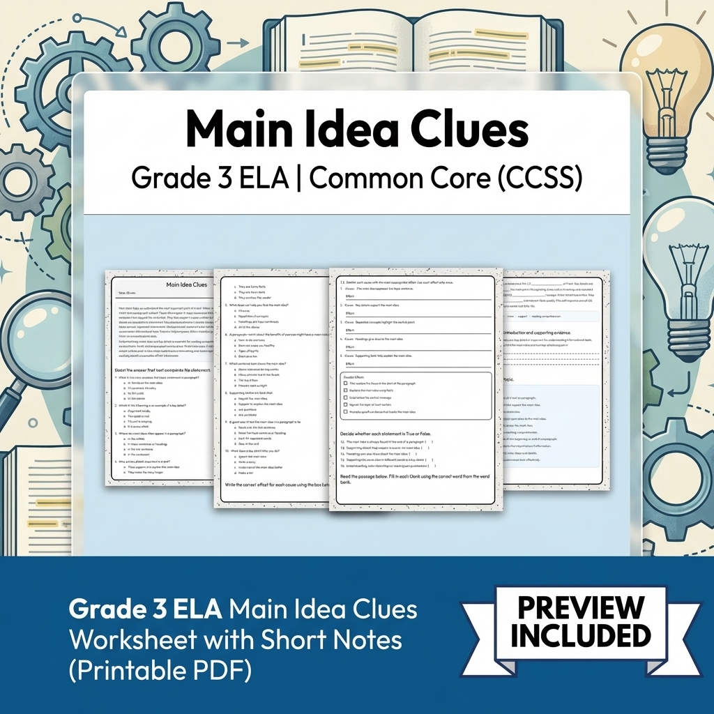 Grade 3 Cause-and-Effect ELA Reading Lesson Bundle, CCSS (Common Core) — included worksheet 2