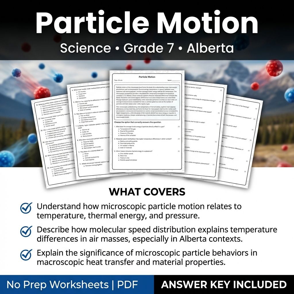 Particle Motion Worksheet for Grade 7 Science | Alberta Standards