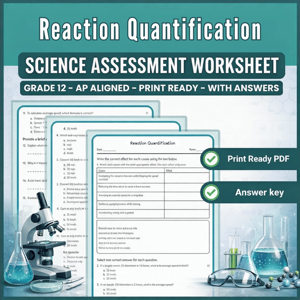 Grade 12 Science science 1 worksheet — Grade 12 Science | Reaction Quantification Worksheet (AP Standards) (PDF)