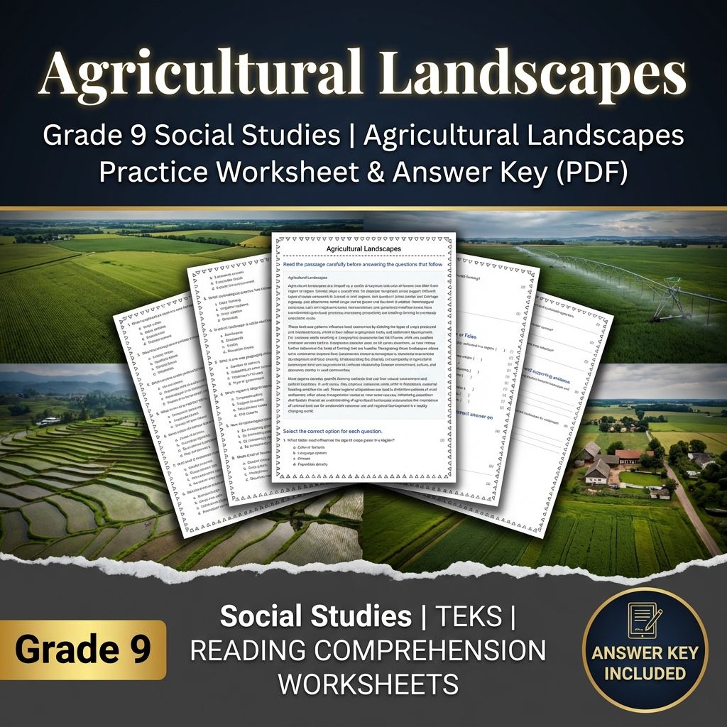 Grade 9 Social Studies | Agricultural Landscapes Worksheet & Answer Key (PDF)