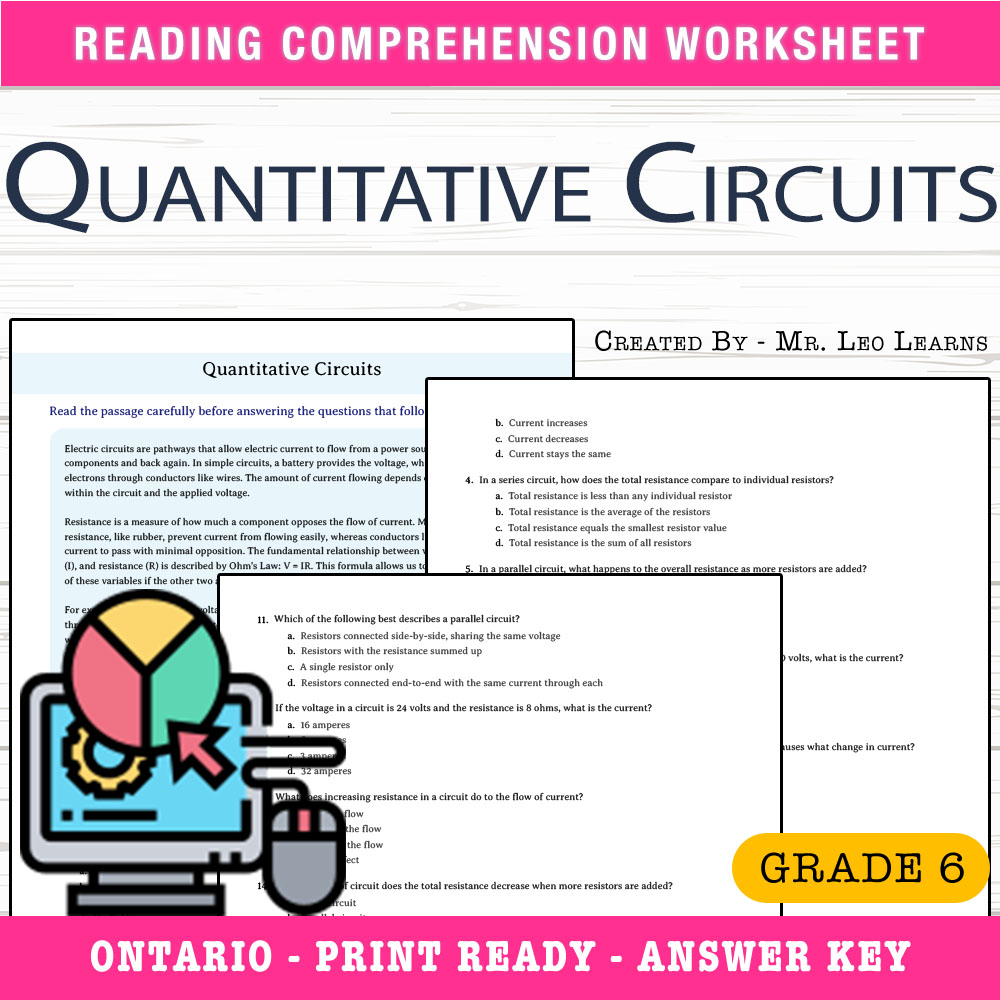Grade 6 Science worksheet worksheet — Grade 6 Science — Quantitative Circuits Worksheet for Mastery — page 1