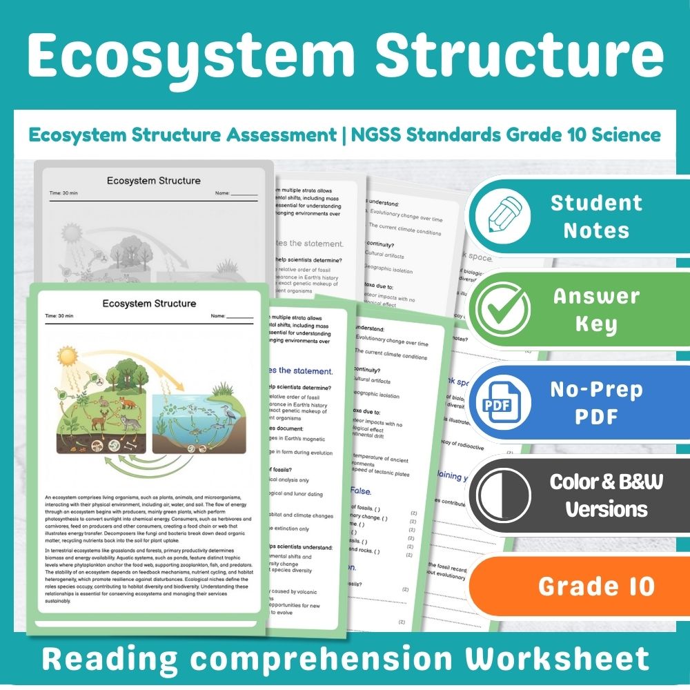 Grade 10 Science Ecosystems Assessment – NGSS Standards-Aligned Mini Bundle — included worksheet 5