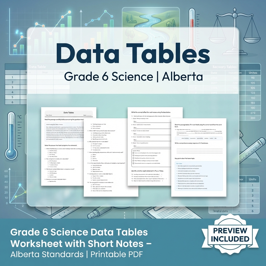 Grade 6 Science Alberta | 60-Worksheet Comprehensive Science Bundle  — included worksheet 33
