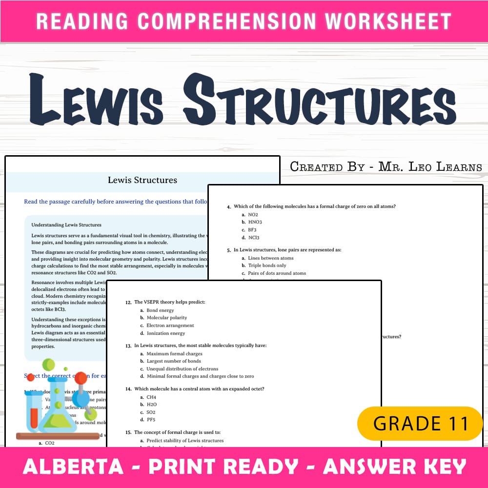 Grade 11 Science Matter and Chemical Bonding Lesson Bundle | Alberta — included worksheet 7