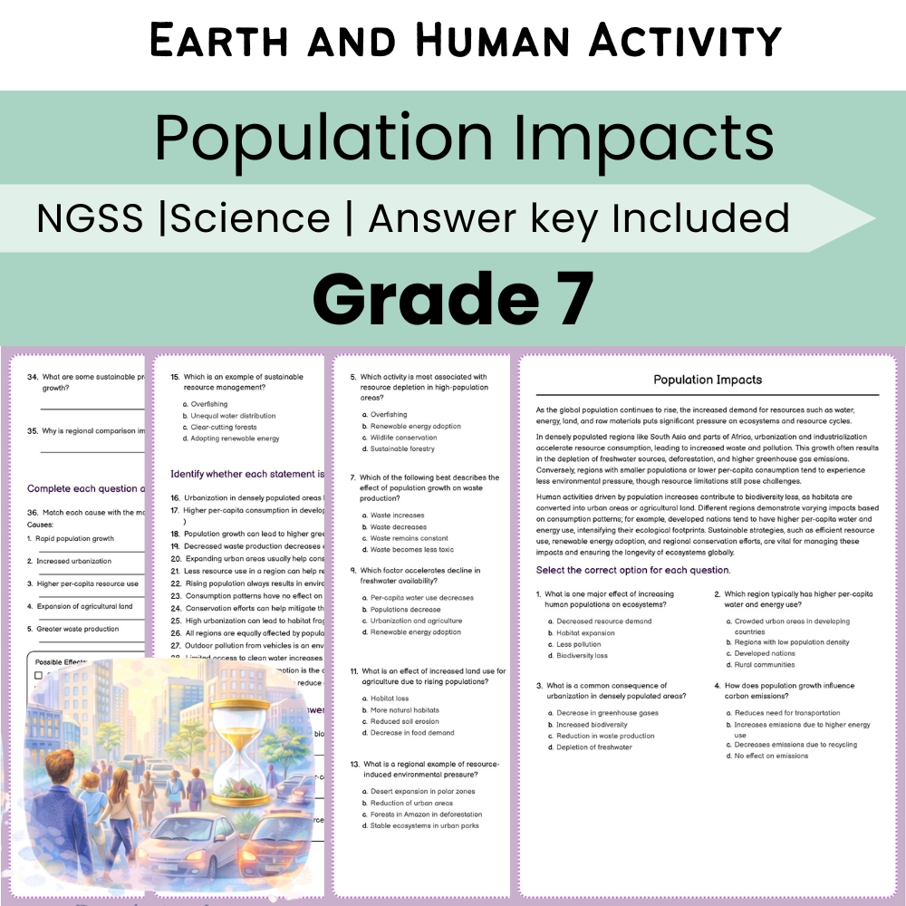 Grade 7 Science Lesson Bundle | Earth and Human Activity NGSS — included worksheet 1