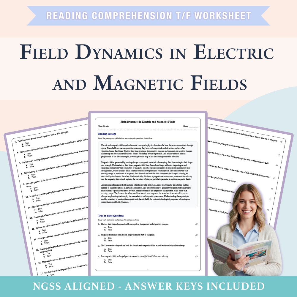 Grade 9 Science reading comprehensions true or false worksheet worksheet — 9th Grade Science | Field Dynamics in Electric…