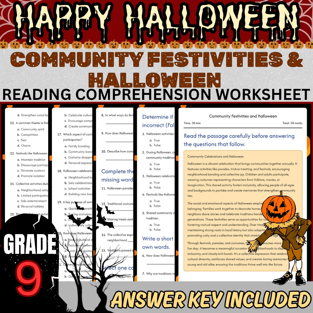 Grade 9 Halloween Unit | Symbols, Festivities & Cultural History Worksheets — included worksheet 1
