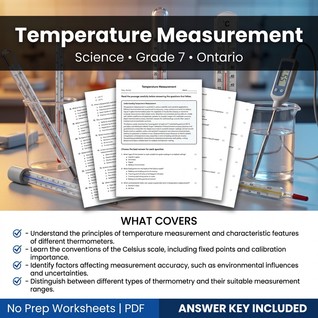 Temperature Measurement Worksheet | Grade 7 Science | Ontario