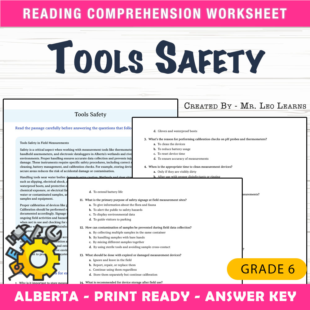 Grade 6 Science worksheet mcq paper worksheet — Grade 6 Science — Tools Safety Worksheet MCQ Paper for Mastery — page 1