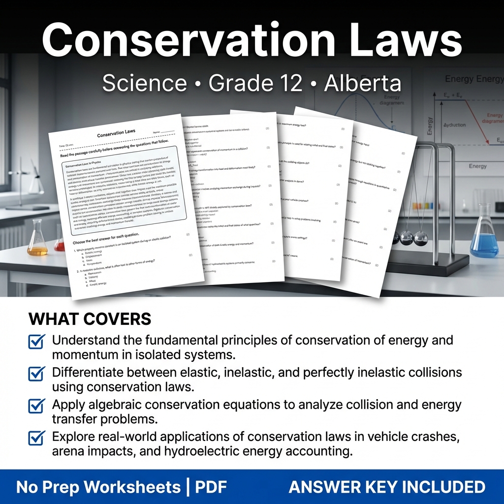 Conservation Laws Worksheet for Grade 12 Science – Alberta Standards