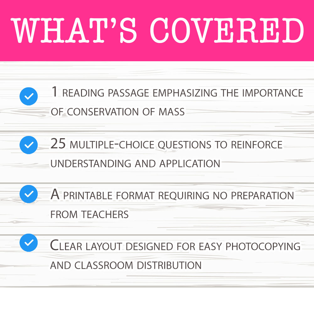 Grade 8 Science worksheet mcq paper worksheet — Grade 8 Science — Worksheet MCQ Paper for Mastering Conservation of Mass —…
