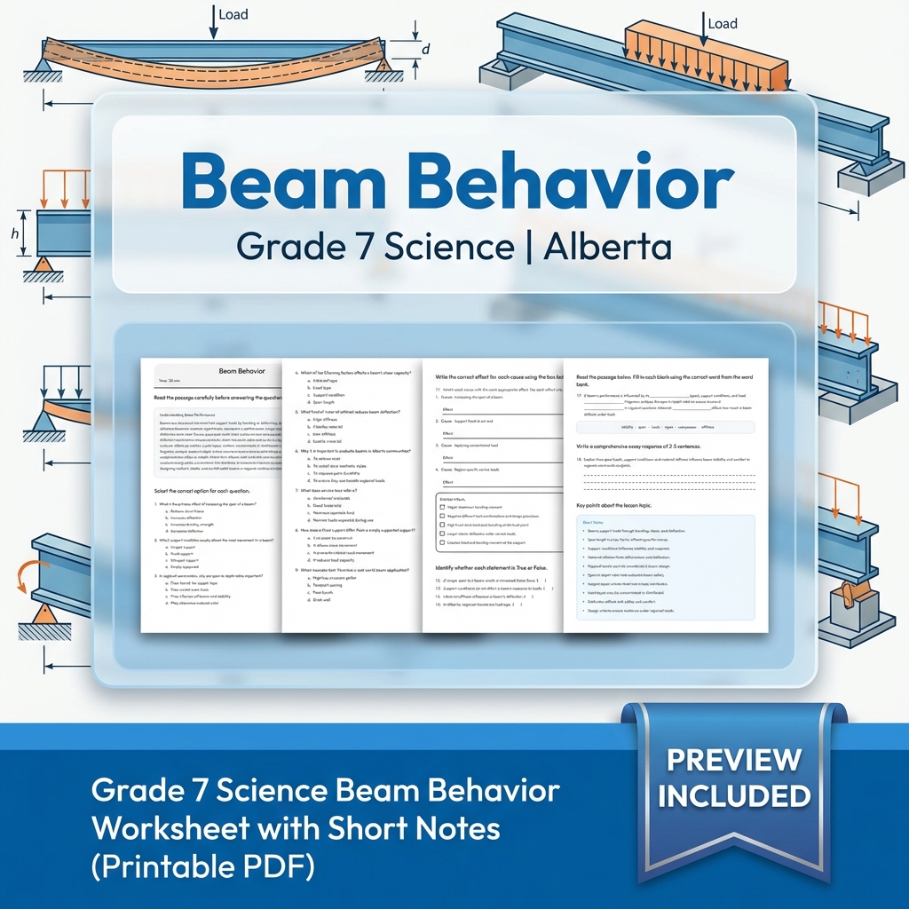 Grade 7 Science | Forces, Structures & Motion UNIT Worksheet Bundle  — included worksheet 6