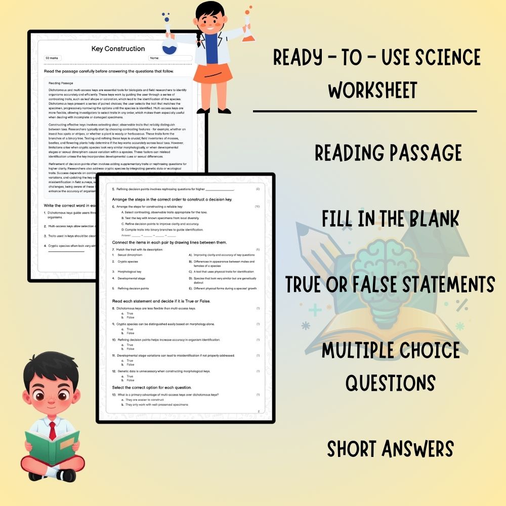 Grade 6 Science worksheet worksheet — 6th Grade Science | Constructing Identification Keys Worksheet (PDF ) — page 2