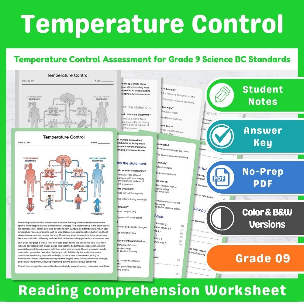 Grade 9 Science | Biological Systems Assessment – BC Standards-Aligned Unit — included worksheet 9