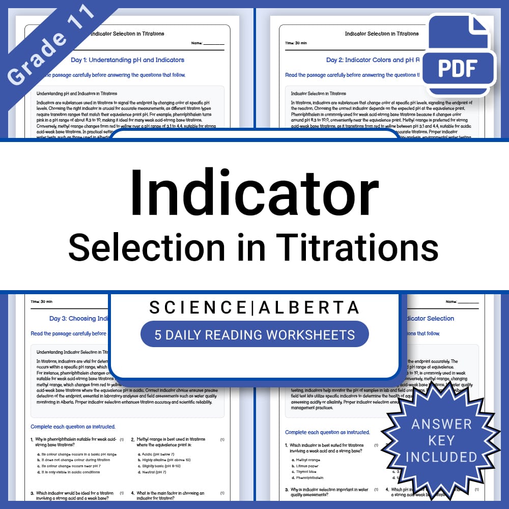 Grade 11 Science Lesson Bundle on Acids, Bases, and Titration | Alberta Framework — included worksheet 5