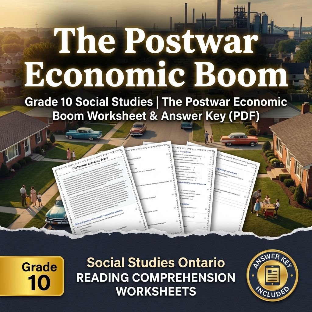 Grade 10 Social Studies | The Postwar Economic Boom Worksheet & Answer Key (PDF)