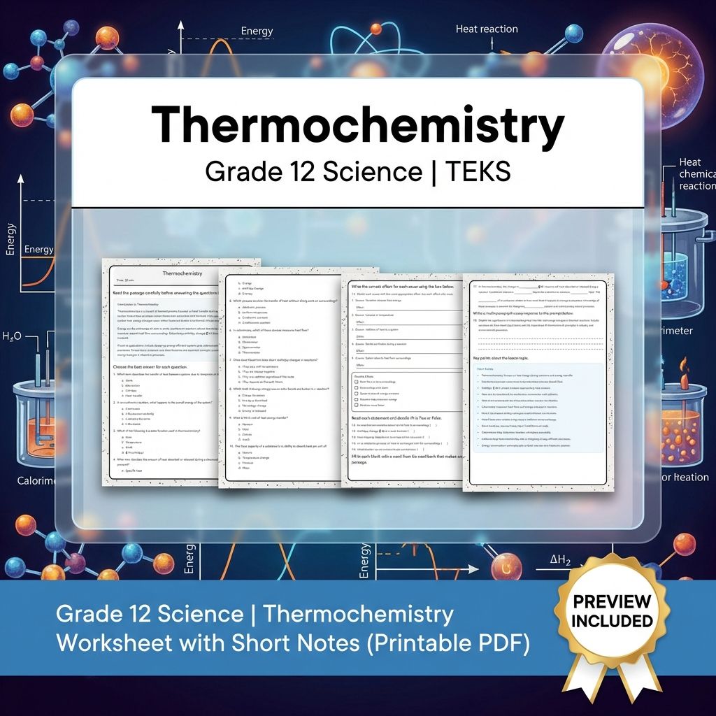 Grade 12 Science Unit Bundle | Atomic Structure, Thermochemistry & More  — included worksheet 5