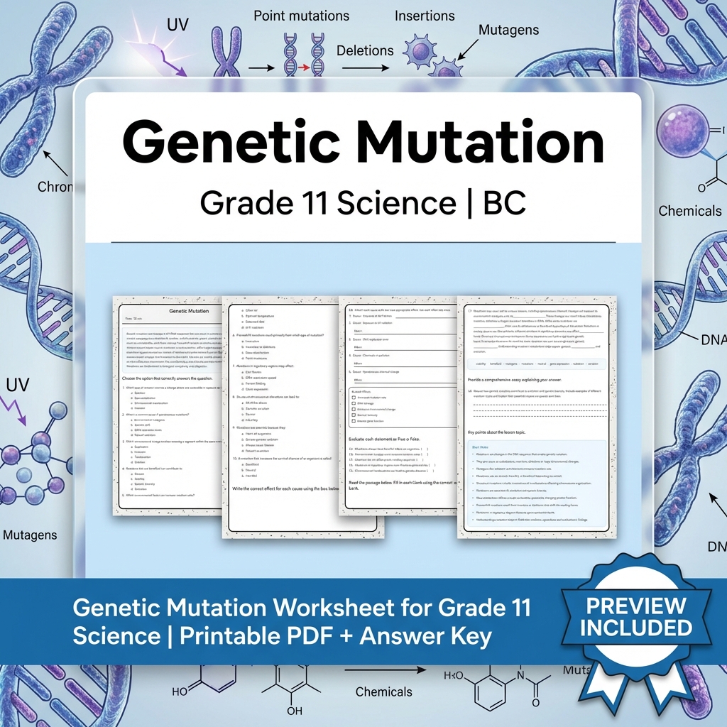 Grade 11 Science Full Year Bundle | Atomic Theory, Biology, Motion & Energy Worksheets — included worksheet 20