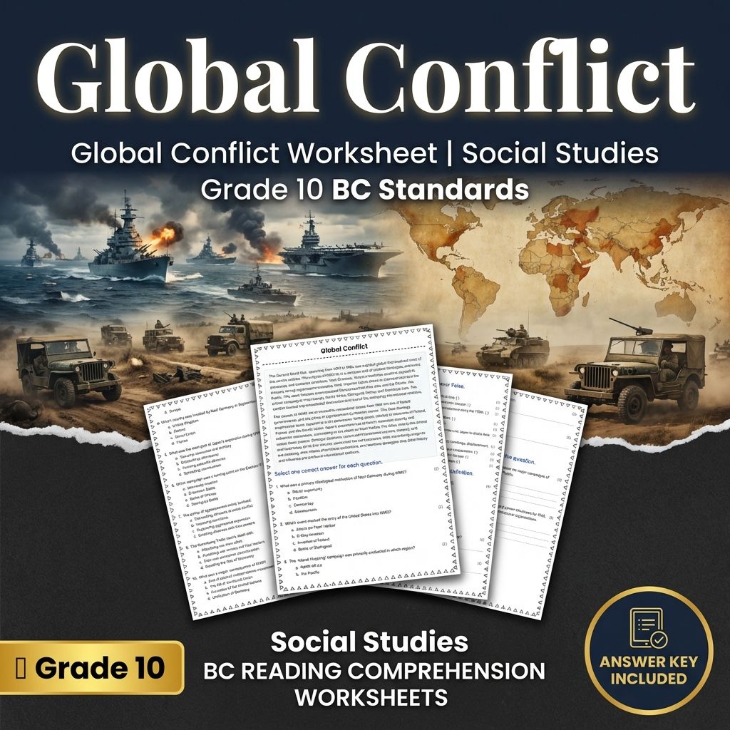 Global Conflict Worksheet | Social Studies Grade 10 BC Standards