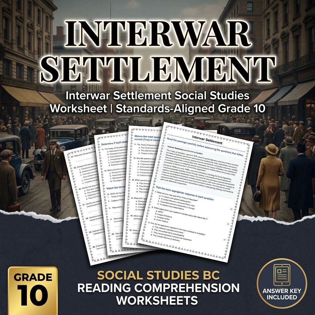 Interwar Settlement Social Studies Worksheet for Grade 10 | BC Standards