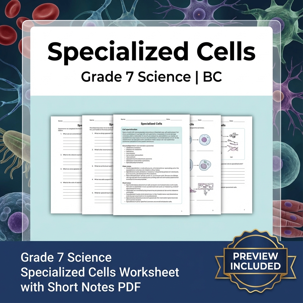 Grade 7 Science Full Year Bundle Ecosystems, Cells & Earth Processes Worksheets — included worksheet 19