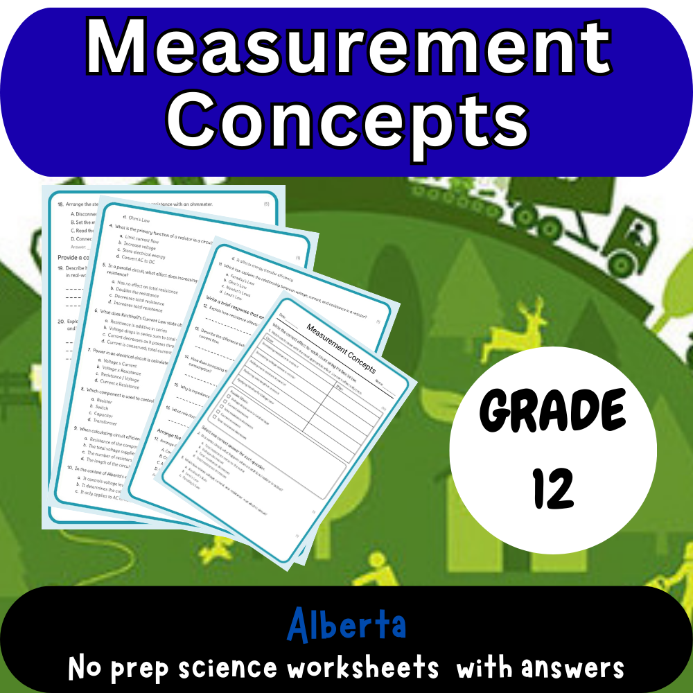 Grade 12 Science – Measurement Concepts Worksheet (PDF) – Alberta Standards