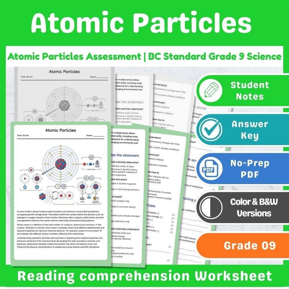 Grade 9 Science Mini Bundle | Chemical Reactions Assessment – BC Standards — included worksheet 6