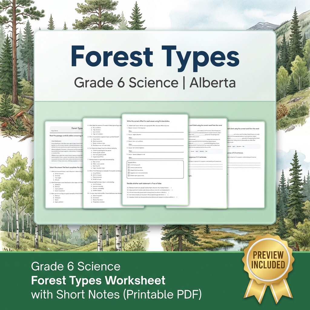 Grade 6 Science Alberta | 60-Worksheet Comprehensive Science Bundle  — included worksheet 34