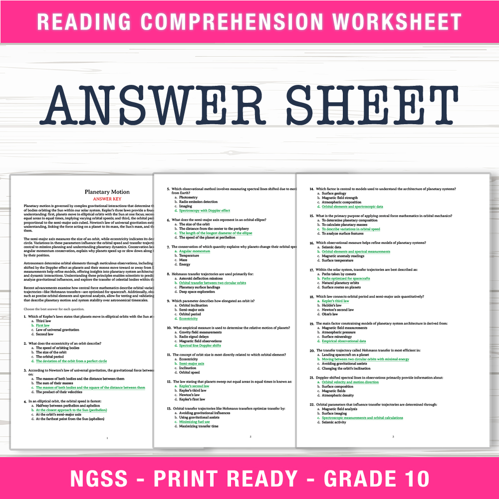 Grade 10 Science worksheet worksheet — Grade 10 Science | Planetary Motion Worksheet (PDF + Answer Key) — page 2