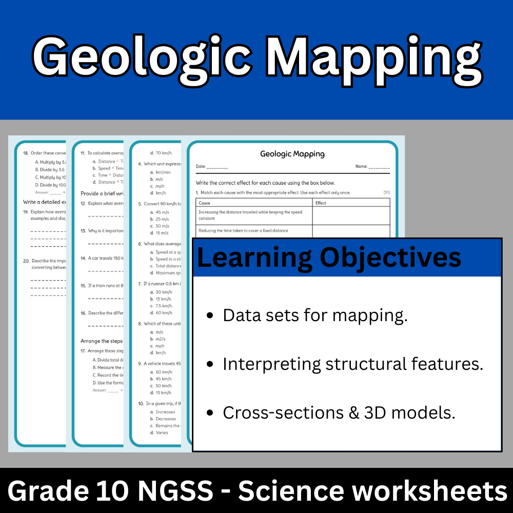 Grade 10 Science science 1 worksheet — Grade 10 Science | Geologic Mapping Worksheet – NGSS Standards (PDF)