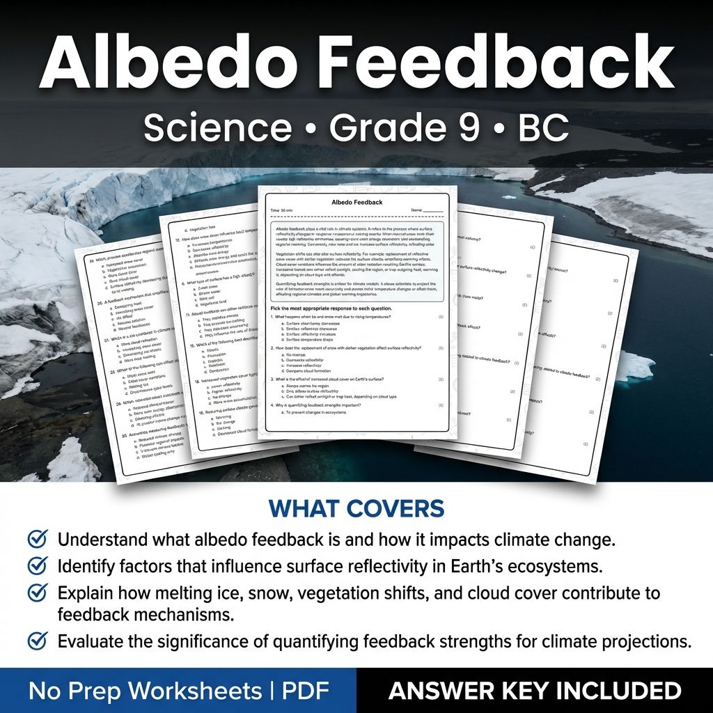 Grade 9 Science | Albedo Feedback Worksheet with Answer Key (Printable PDF)