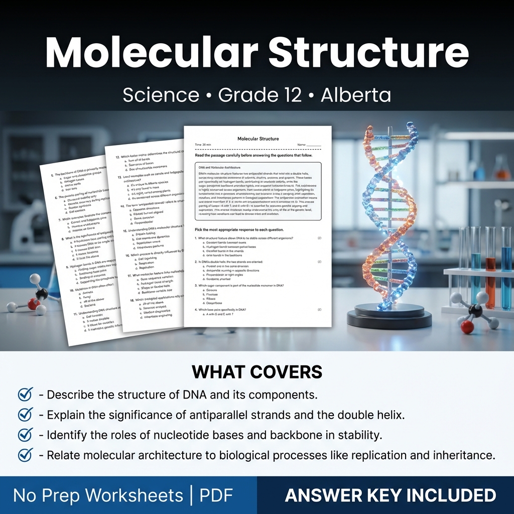 Molecular Structure Worksheet | Science Assessment | Alberta Grade 12