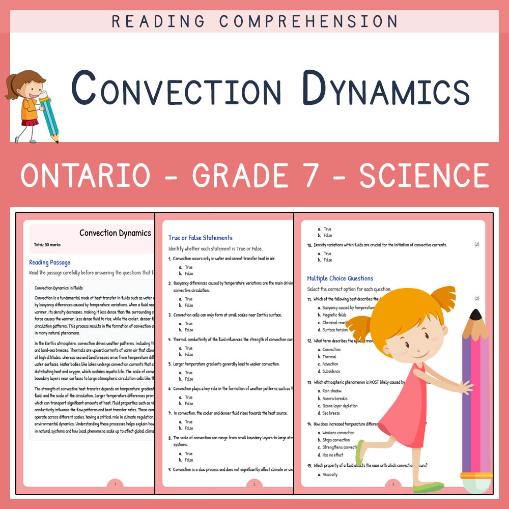 Grade 7 Science worksheet elena worksheet — Grade 7 Science Assessment | Convection Dynamics Worksheet | Ontario — page 1