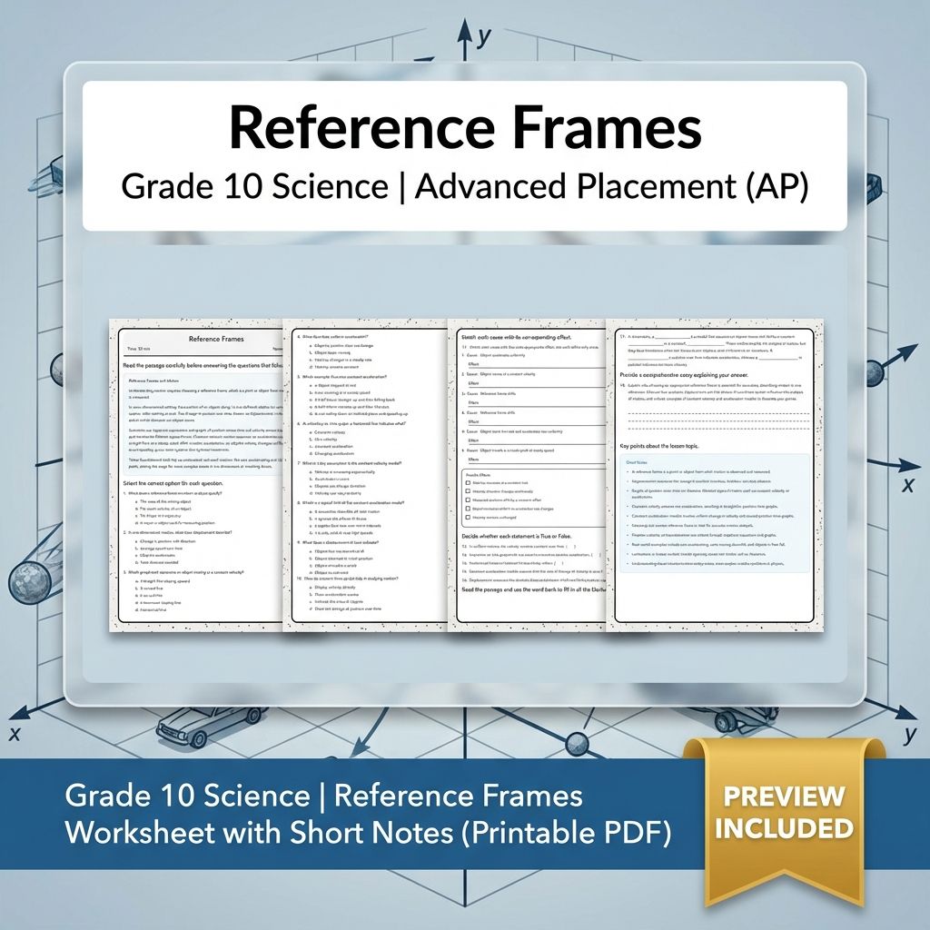 Grade 10 Science | Reference Frames Worksheet with Short Notes (Printable PDF)