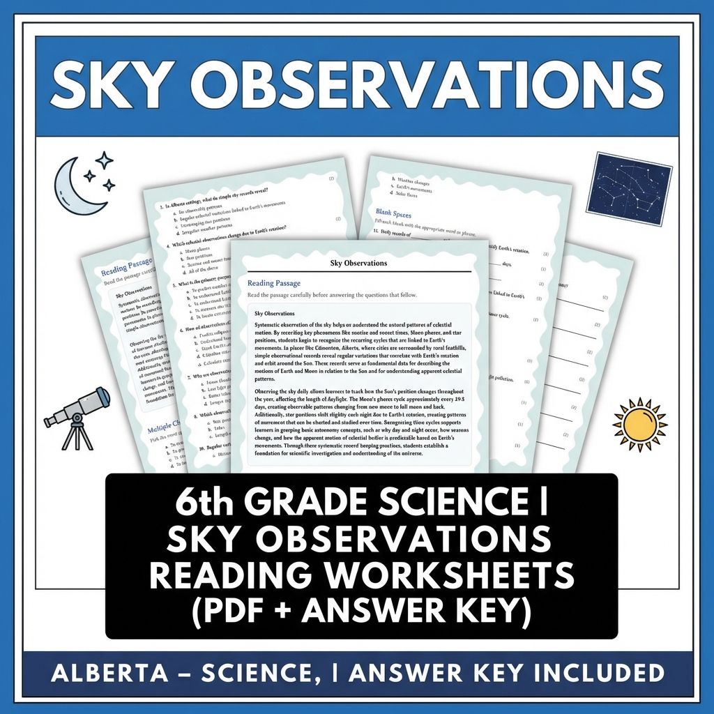 Grade 6 Science | Celestial Motion & Sky Observation Worksheets Bundle — included worksheet 7