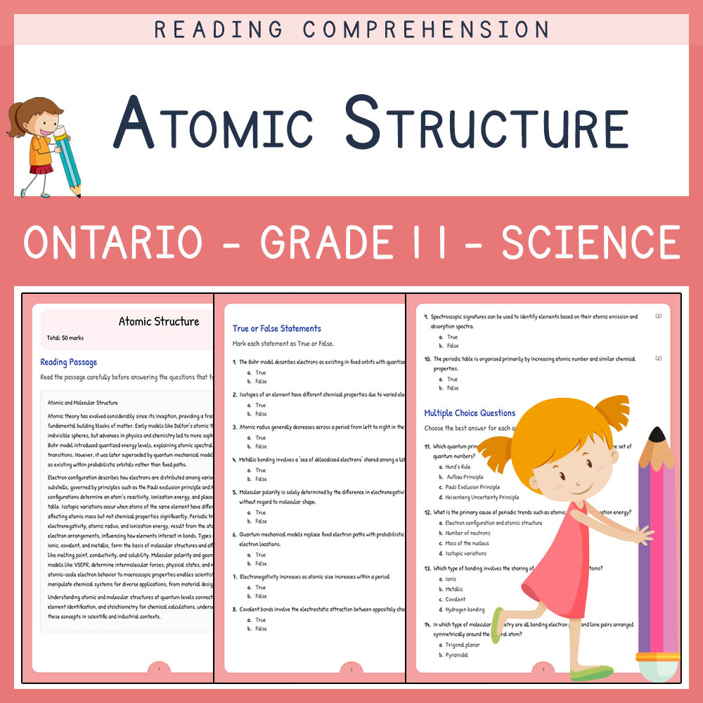 Grade 11 Science worksheet elena worksheet — Grade 11 Science Assessment | Atomic Structure Worksheet Elena | Ontario — pa…