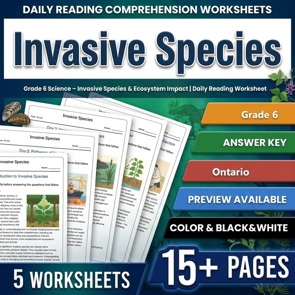 Grade 6 Science Full Year Bundle – Ontario Daily Reading Worksheets — included worksheet 24