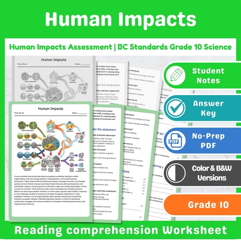 Grade 10 Science Mini Bundle | Evolution & Biodiversity Standards-Aligned — included worksheet 7