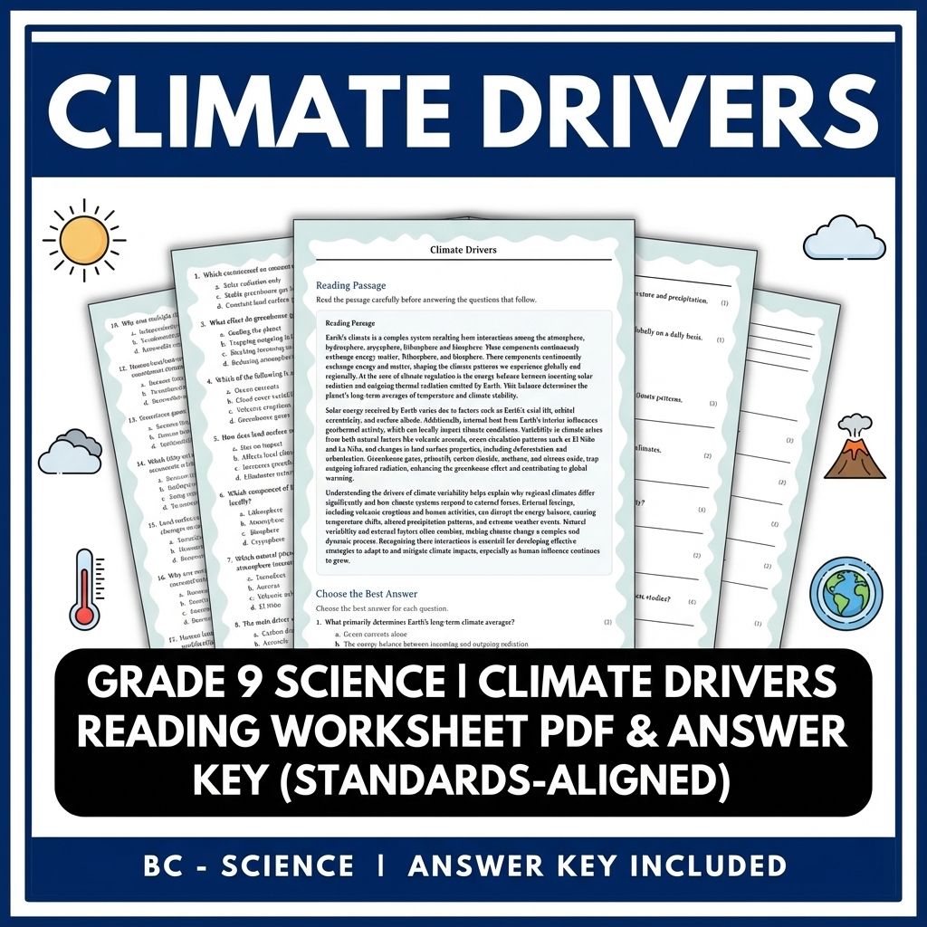 Grade 9 Science | Climate Drivers Reading Worksheet PDF & Answer Key 
