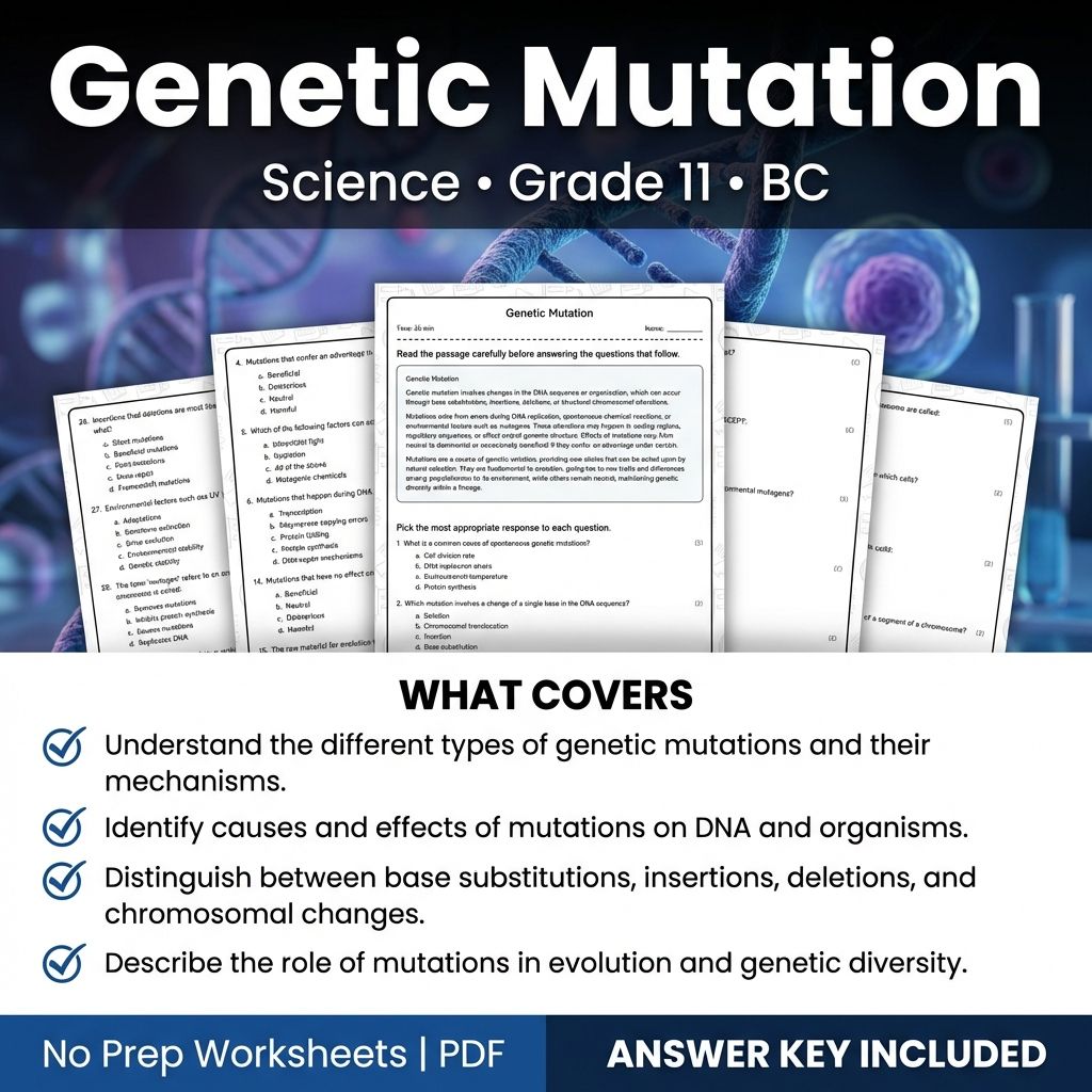 Grade 11 Science Worksheet | Genetic Mutation  Assessment (PDF & Answers)