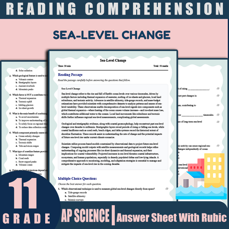 Grade 11 Science reading worksheets worksheet — 11th Grade Science | Sea-Level Change Reading Worksheet & Answer Key (PDF)…