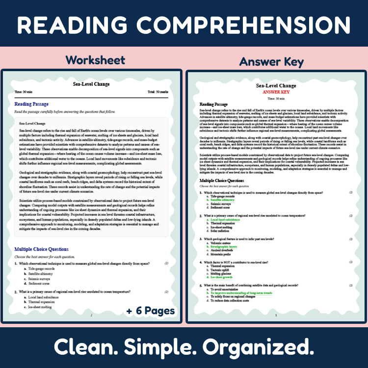 Grade 11 Science reading worksheets worksheet — 11th Grade Science | Sea-Level Change Reading Worksheet & Answer Key (PDF)…